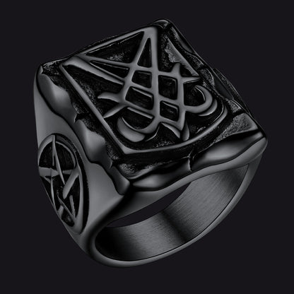 Satanic Lucifer Stainless Steel Signet Ring for