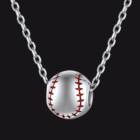 Sterling Silver Baseball Pendant Necklace for