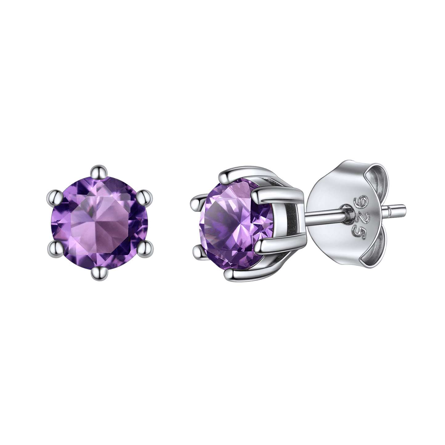 925 Sterling Silver Birthstone Stud Earrings for