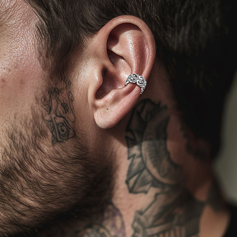 Silver Celtic Ear Cuff Earrings for
