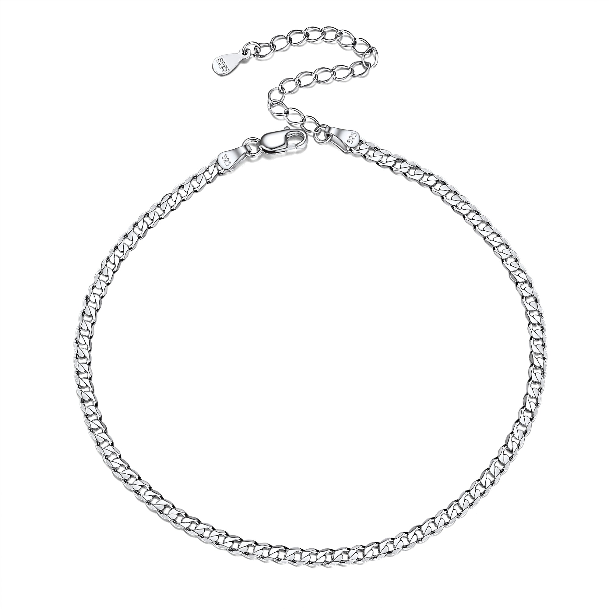 3mm Sterling Silver Cuaba Chain Anklet for