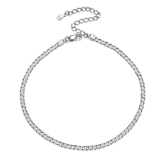 3mm Sterling Silver Cuaba Chain Anklet for