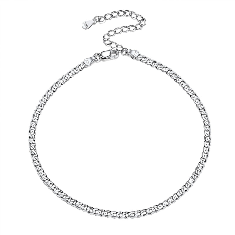 3mm Sterling Silver Cuaba Chain Anklet for