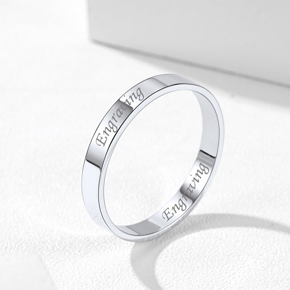 925 Sterling Silver Custom Simple Band Ring for Couple , 3mm/5mm