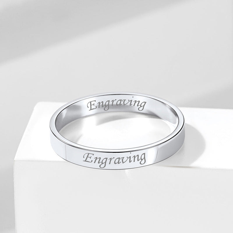 925 Sterling Silver Custom Simple Band Ring for Couple , 3mm/5mm