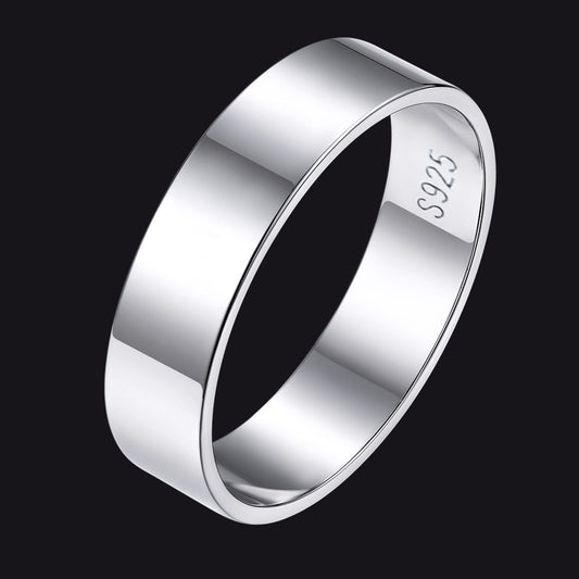 925 Sterling Silver Custom Simple Band Ring for Couple , 3mm/5mm