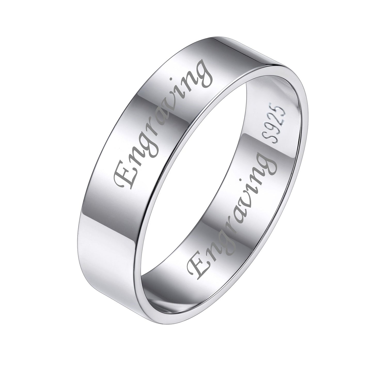 925 Sterling Silver Custom Simple Band Ring for Couple , 3mm/5mm