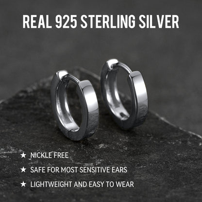Sterling Silver Huggie Hoop Classic Earrings for