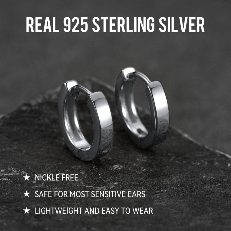 Sterling Silver Huggie Hoop Classic Earrings for