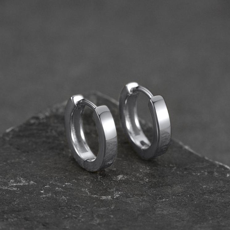 Sterling Silver Huggie Hoop Classic Earrings for