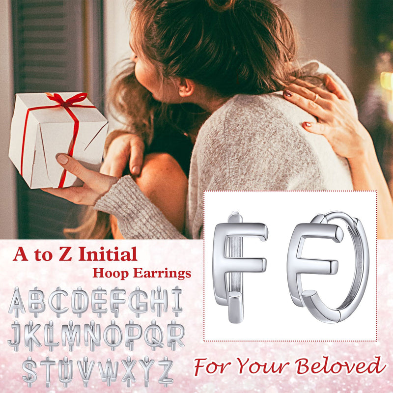 Sterling Silver Initial Letter A-z Hoop Earrings for