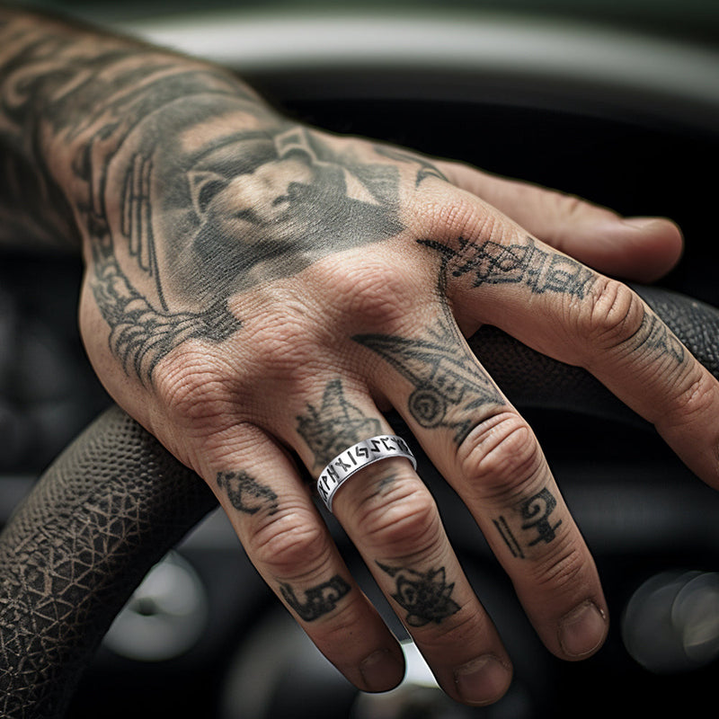 Sterling Silver Norse Viking Runes Ring for
