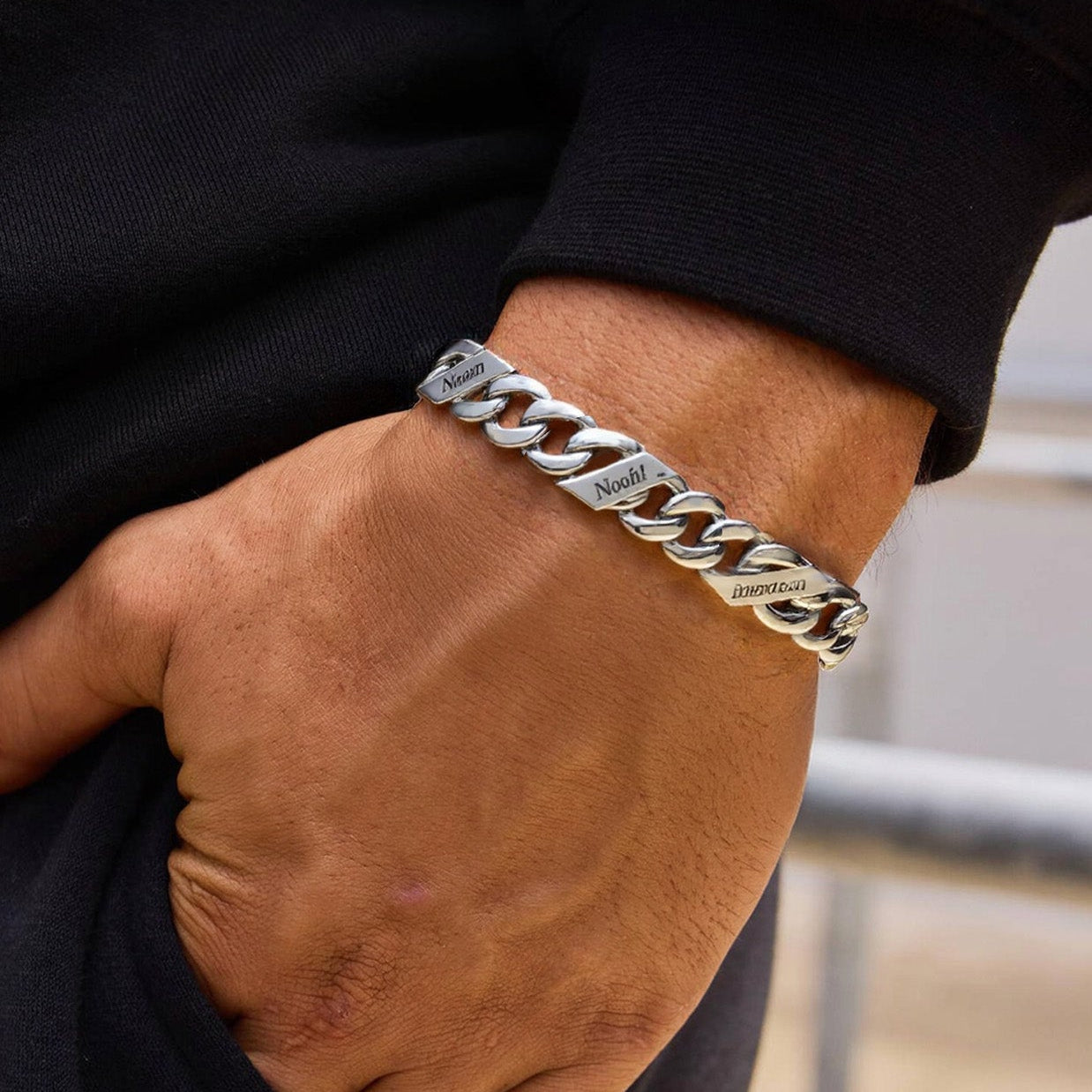 Custom Engraved Name Cuban Chain Bracelet for 7/9/12mm Width