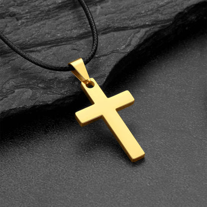 Simple Cross Braided Leather Pendant Necklace for Christian