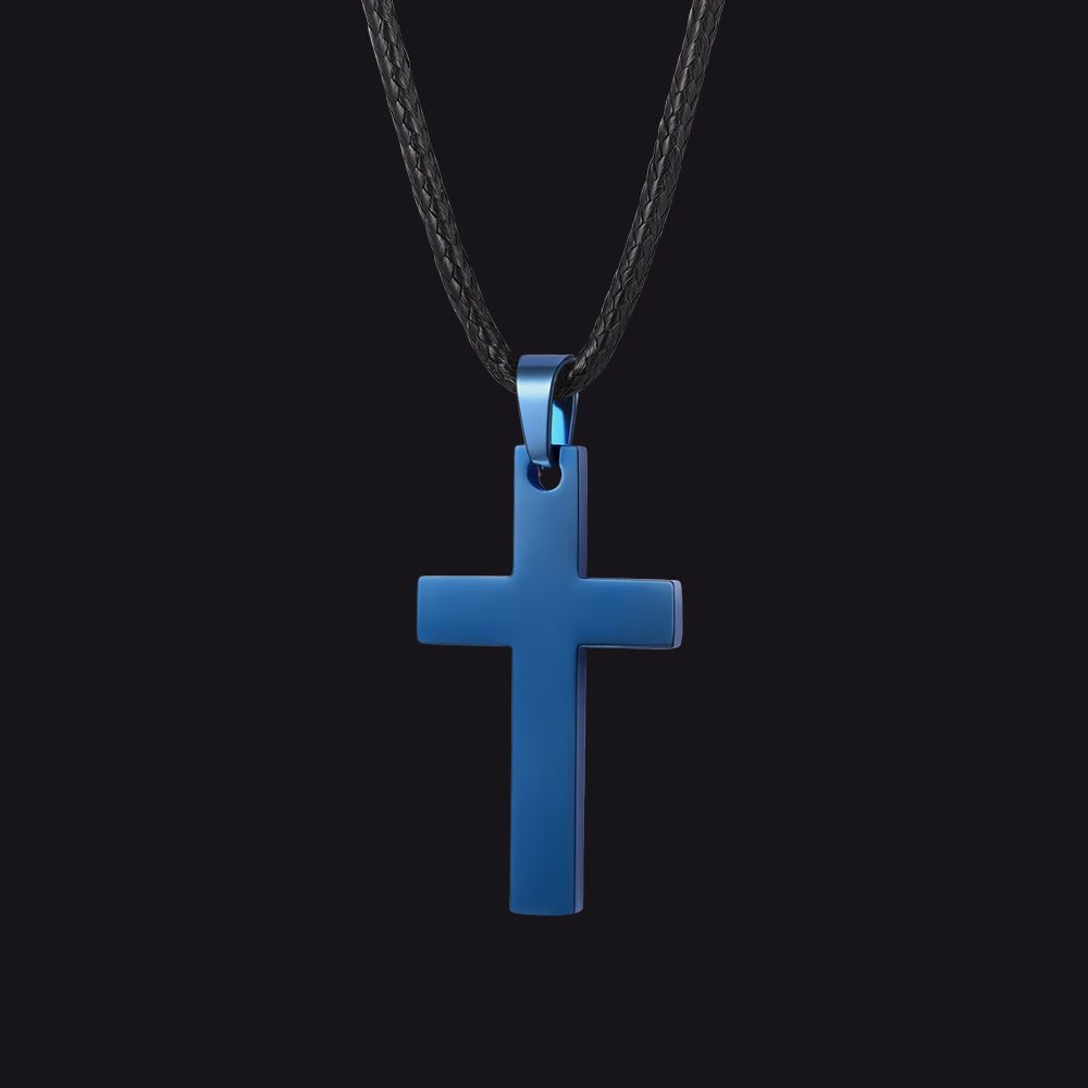 Simple Cross Braided Leather Pendant Necklace for Christian