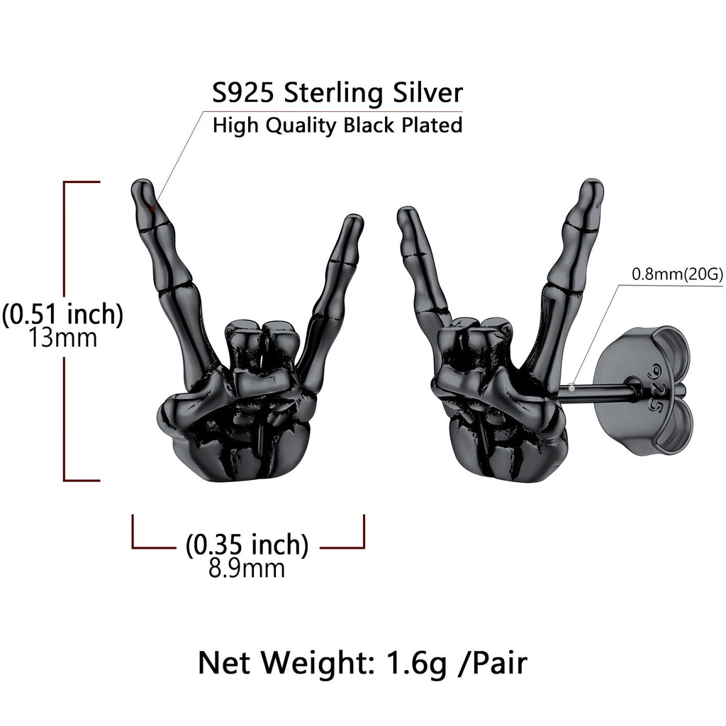 Skeleton Hand Stud Earrings for – 925 Sterling Silver Gothic Earrings