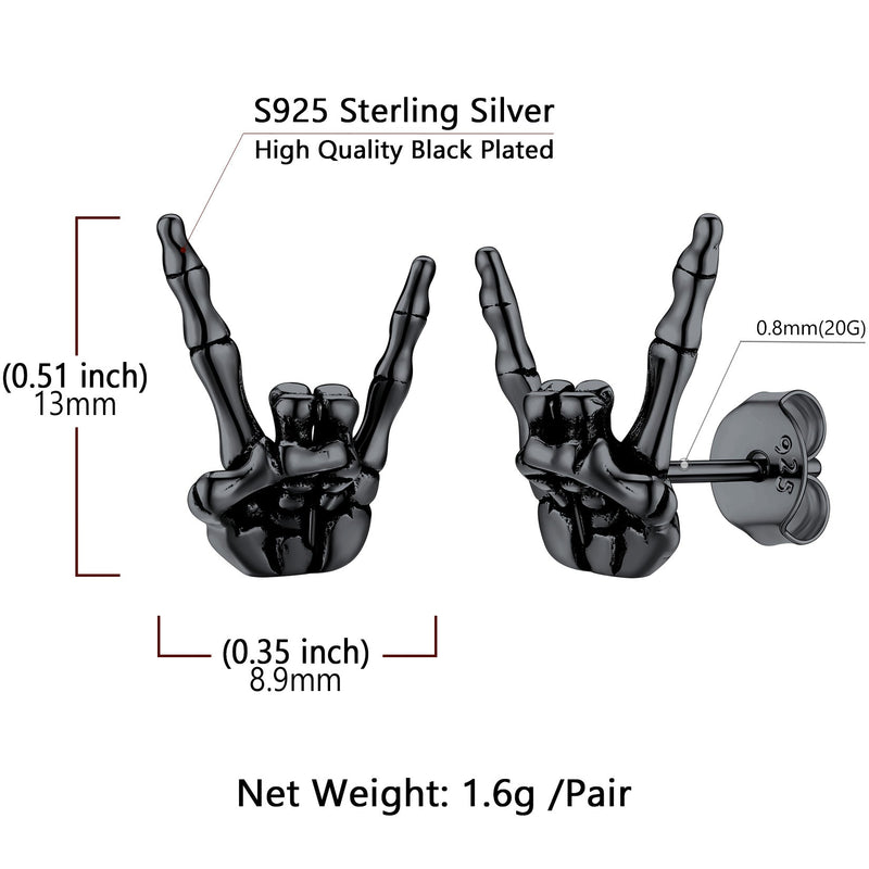 Skeleton Hand Stud Earrings for – 925 Sterling Silver Gothic Earrings