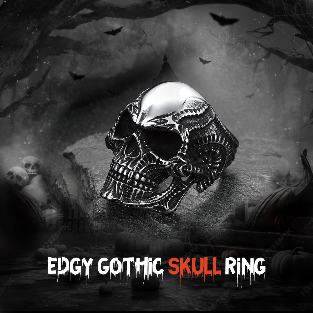 Biker Gothic Skull Ring for in Stainless Steel
