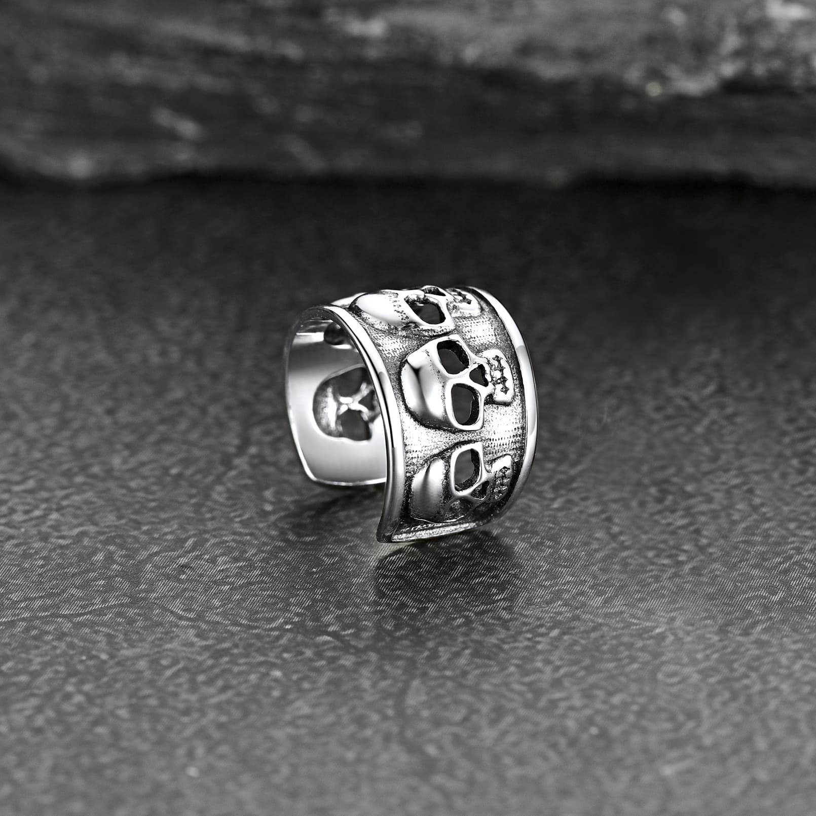 Sterling Silver Skull Ear Cuff Earrings Non-piercing for