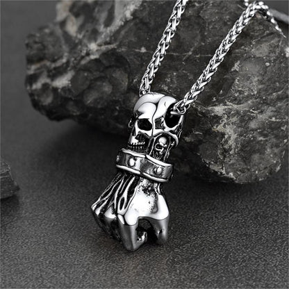 Flash Punk Skull Fist Pendant Necklace for