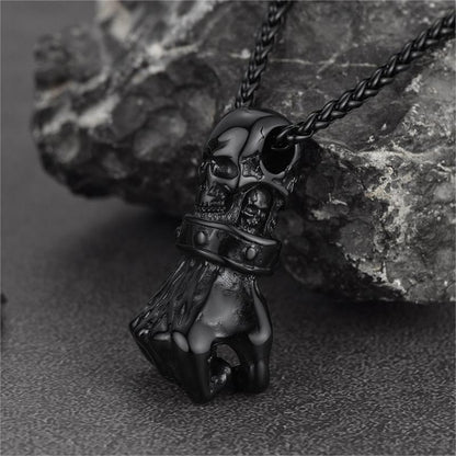 Flash Punk Skull Fist Pendant Necklace for