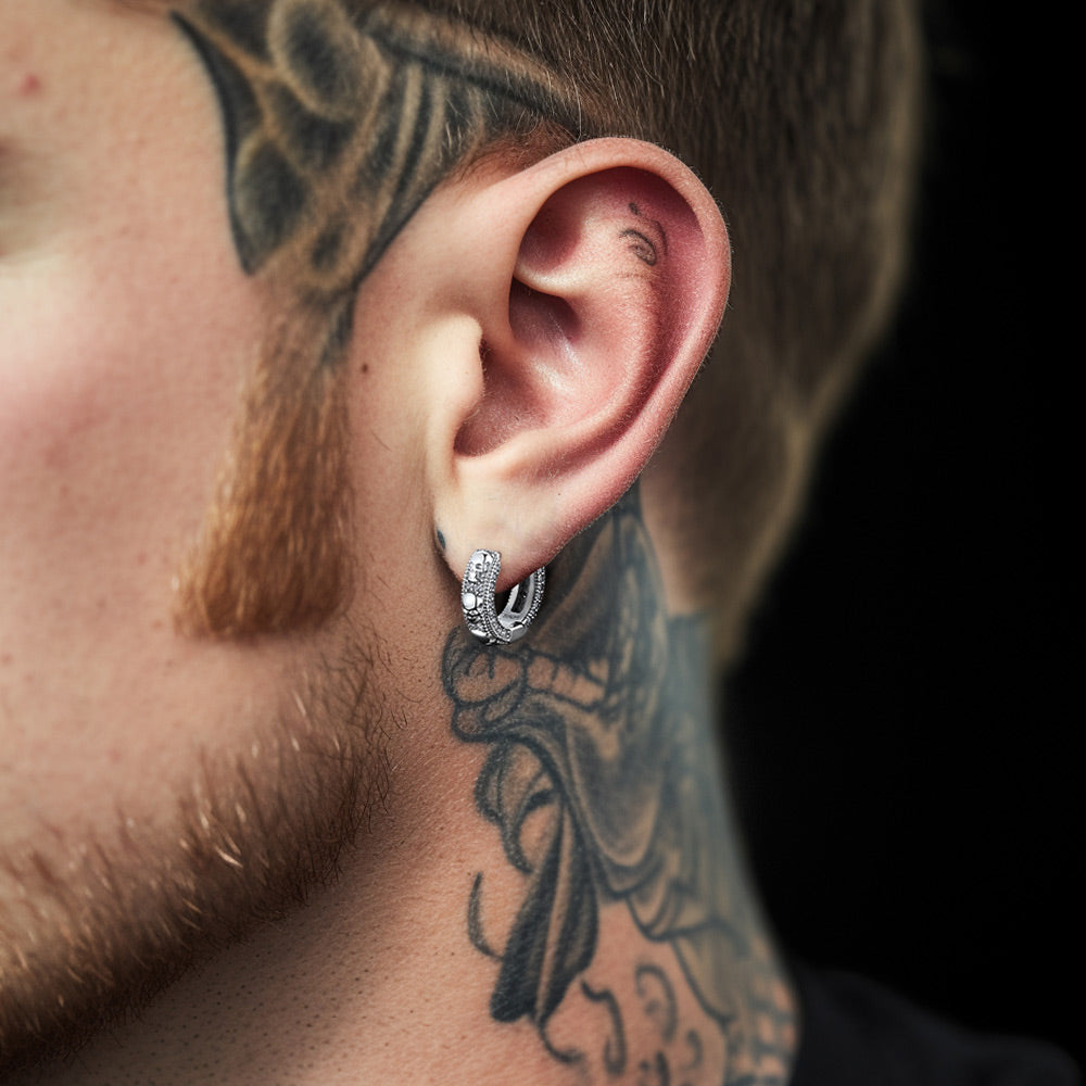 Cubic Zirconia Skull Huggie Hoop Earrings for