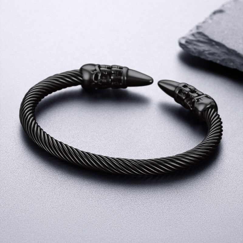 Gothic Punk Skull Open Cuff Bangle Bracelet for