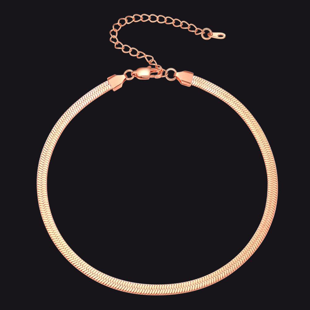 Snake Chain Link Choker Necklace for , 3mm/5mm Width