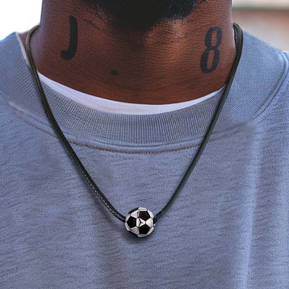 3d Soccer Sport Necklace With Braided Leather Necklace for Sports Fans