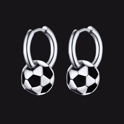 Sport 3d Soccer Hoop Earrings for