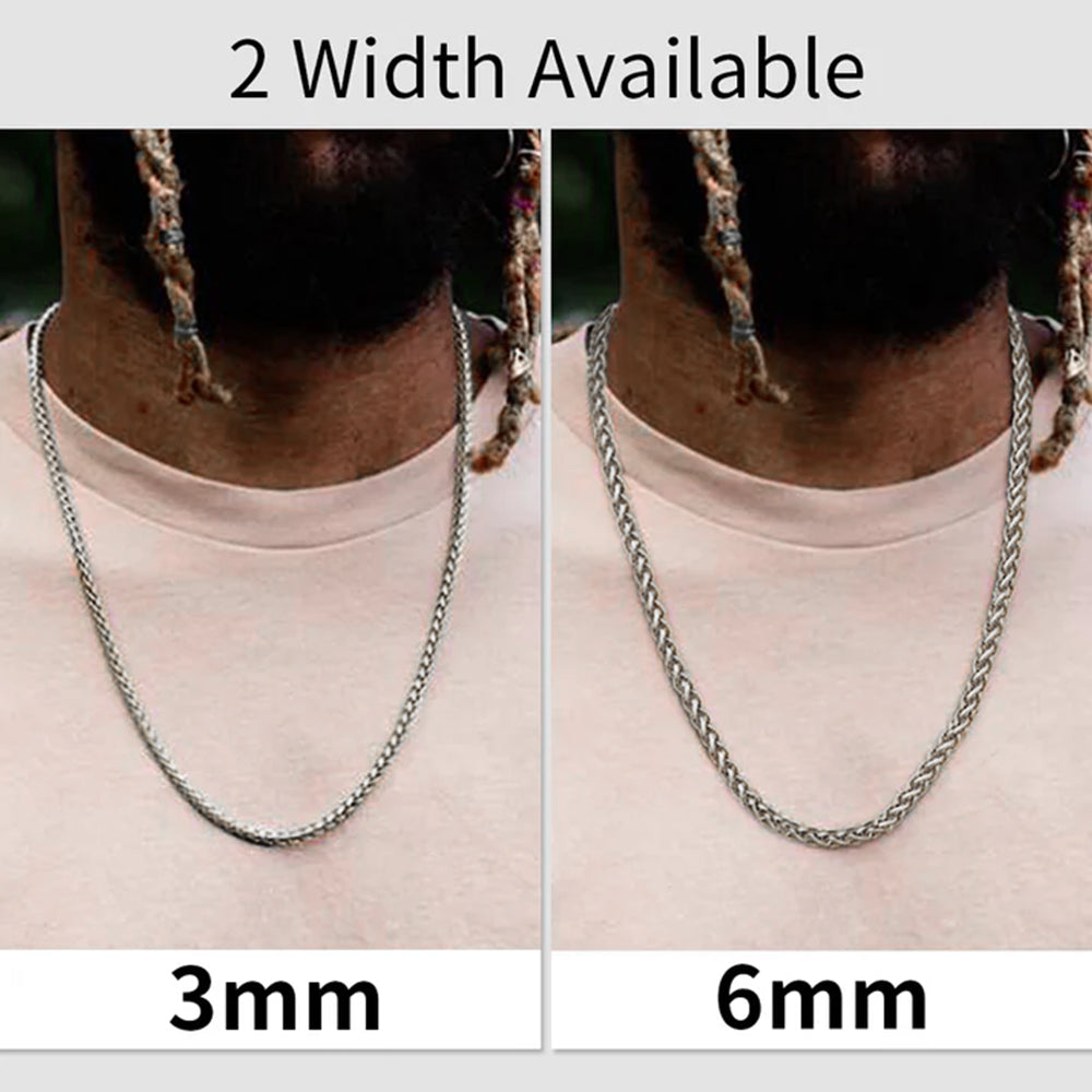 Spiga Wheat Chain Stainless Steel Link Necklace for