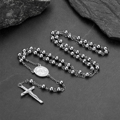 Catholic St. Michael Rosary Bead Necklace