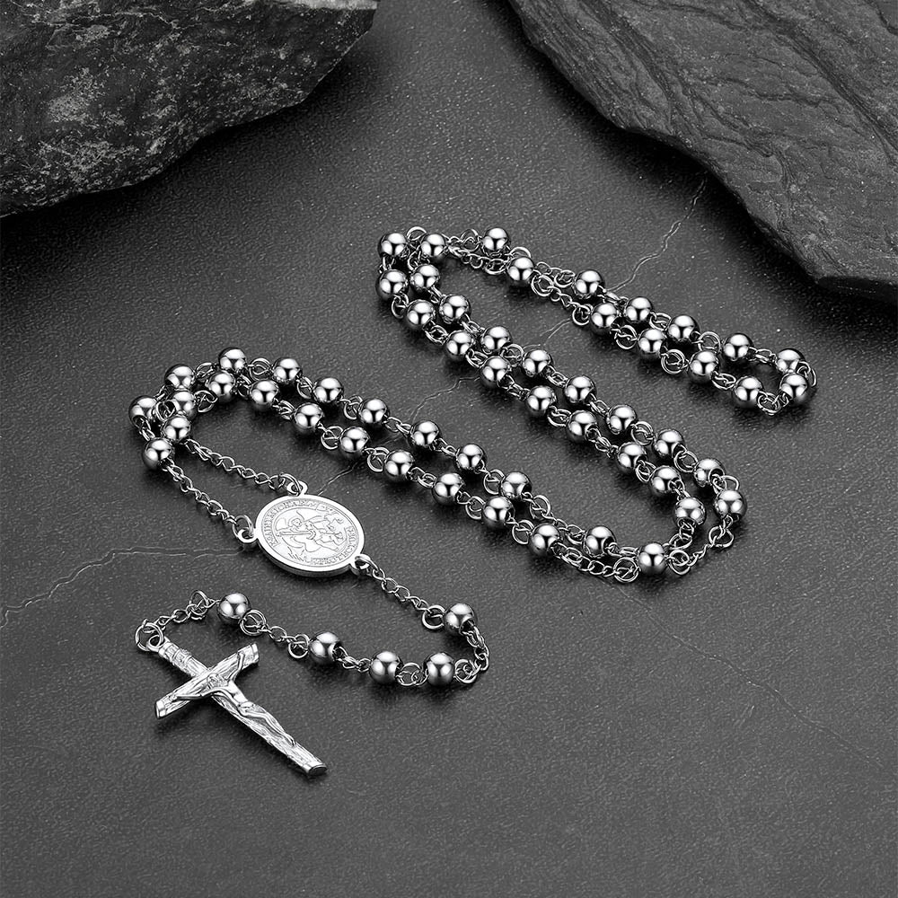 Catholic St. Michael Rosary Bead Necklace
