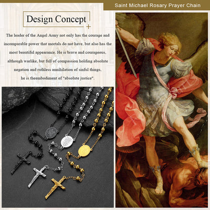 Catholic St. Michael Rosary Bead Necklace