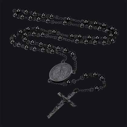 Catholic St. Michael Rosary Bead Necklace