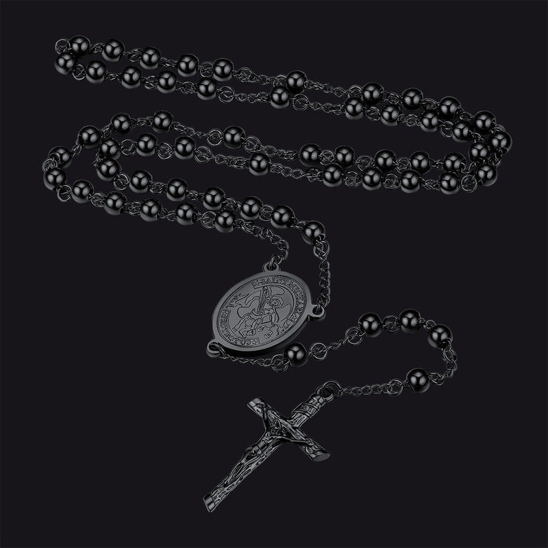 Catholic St. Michael Rosary Bead Necklace