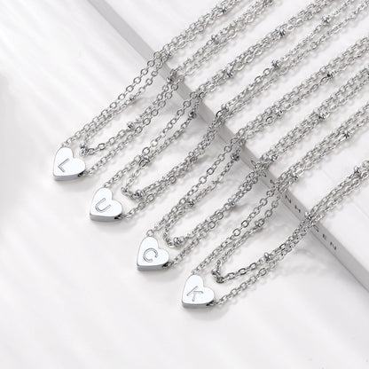Initial Letter Heart Anklet Chain Layered Anklet for