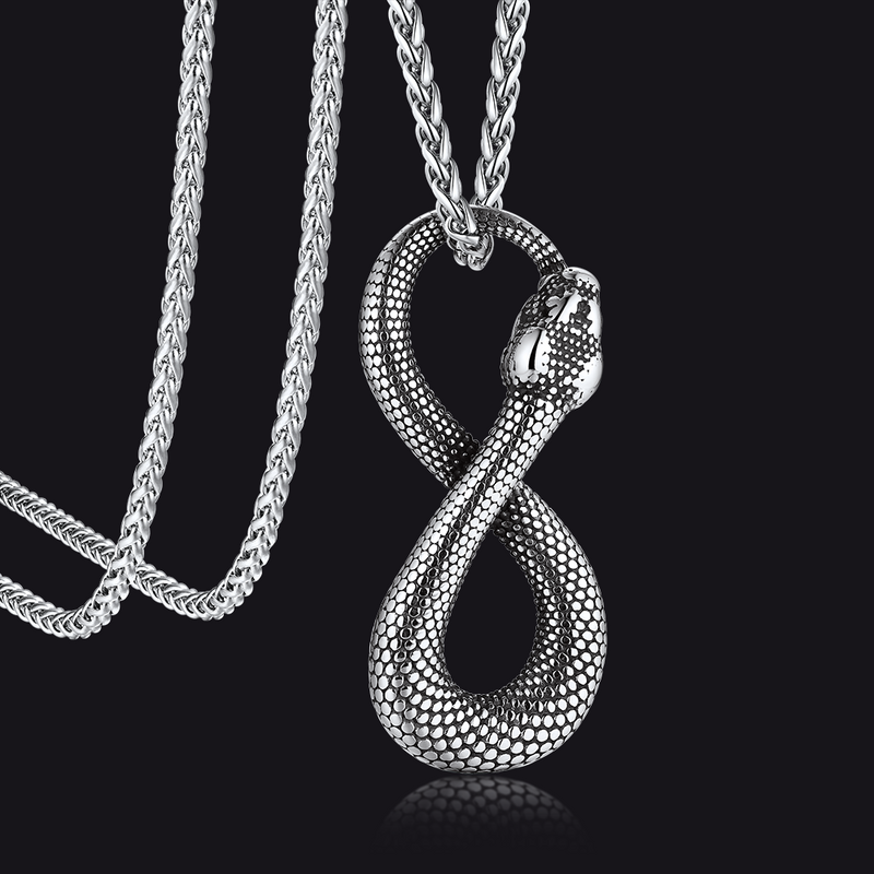 Punk Eight Pythons Infinity Snake Necklace for