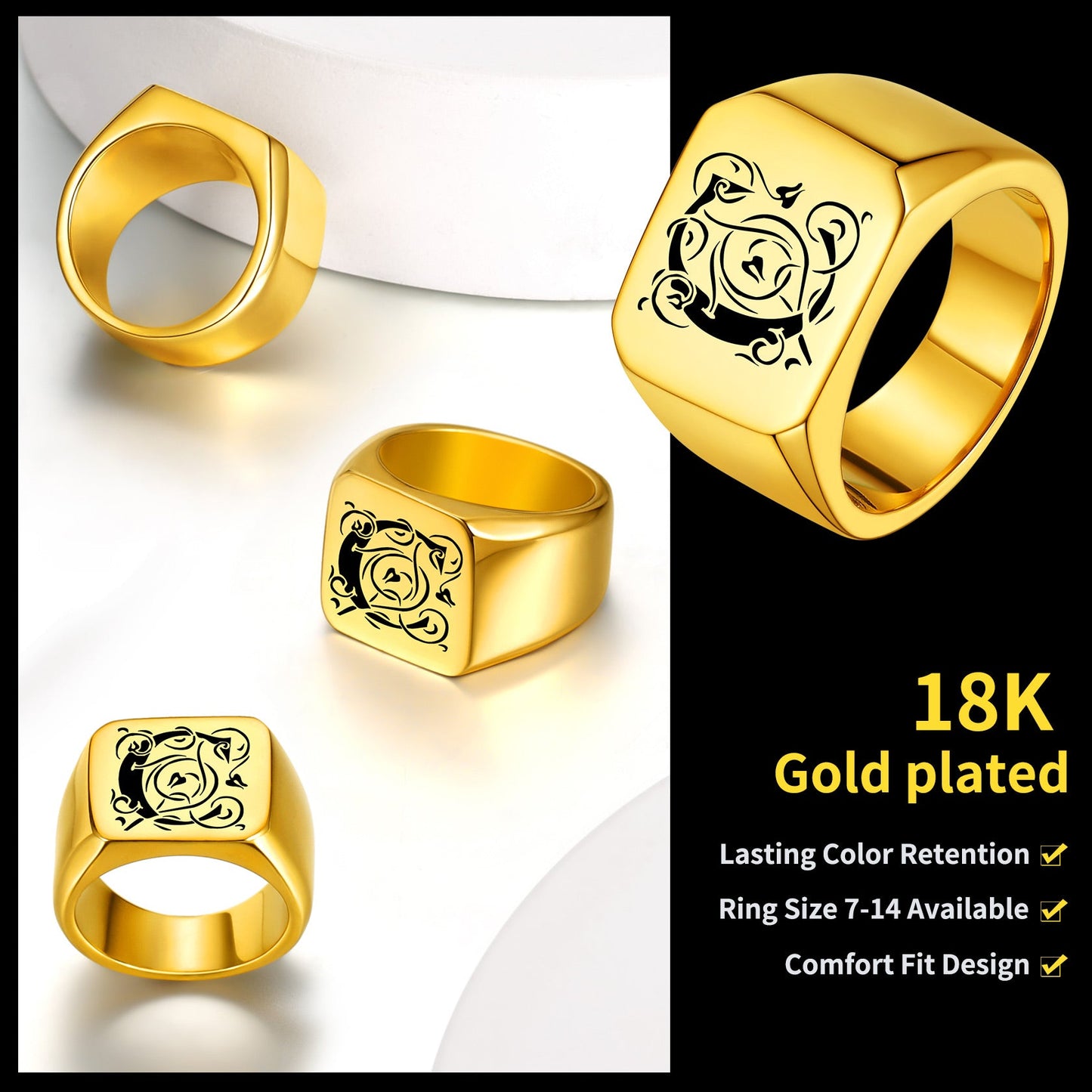 Customized Stainless Steel Signet Signet Ring Gifts for Dad Son