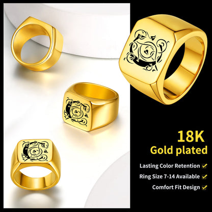 Customized Stainless Steel Signet Signet Ring Gifts for Dad Son