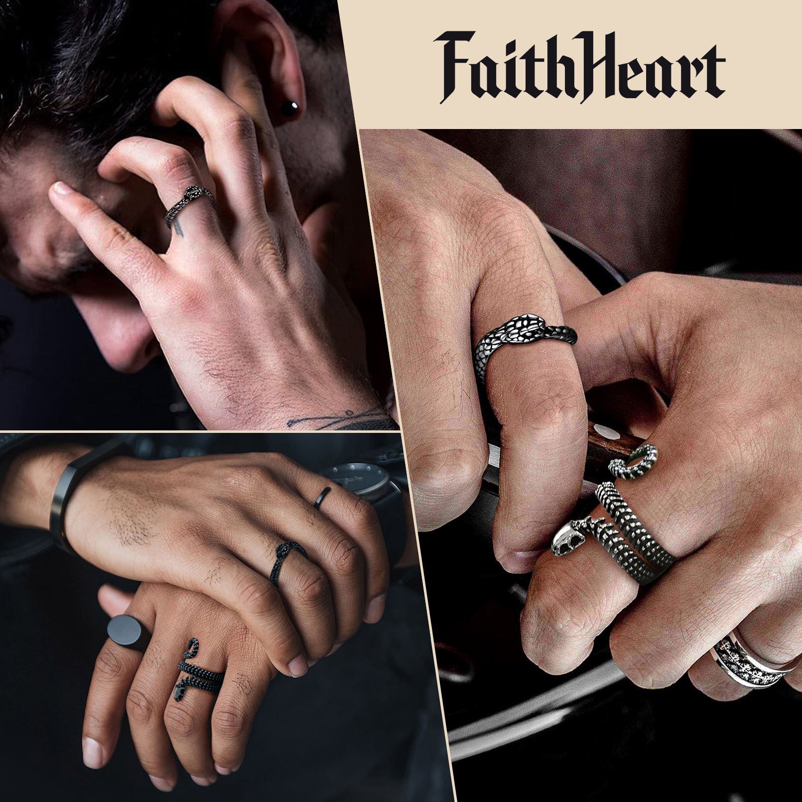 Stainless Steel Midi Snake Band Ring for
