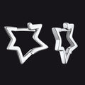 Sterling Silver Star Hoop Earrings for