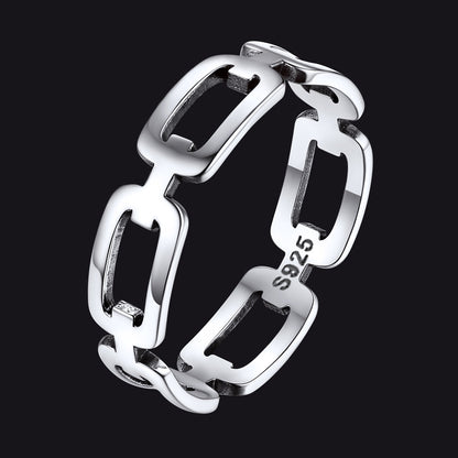 925 Sterling Silver Chain Link Rings for
