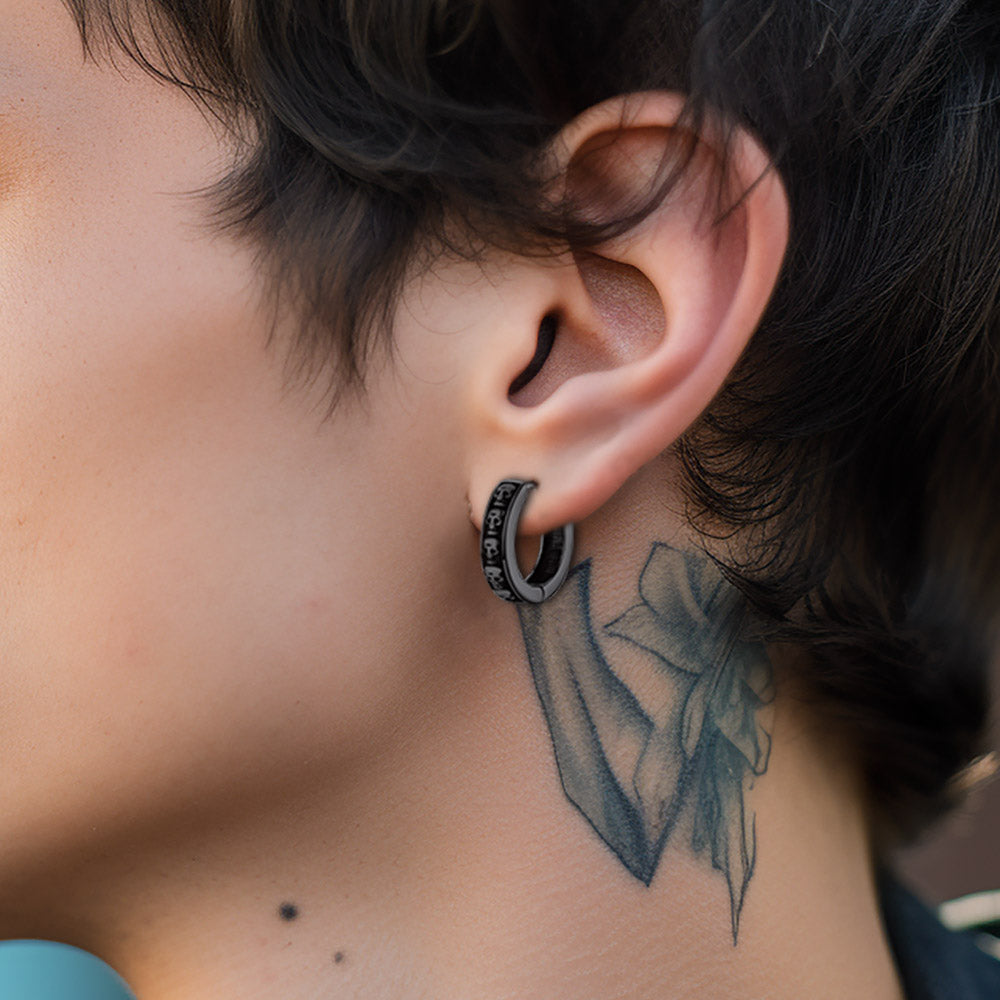Gothic Skull Huggie Hoop Earrings for