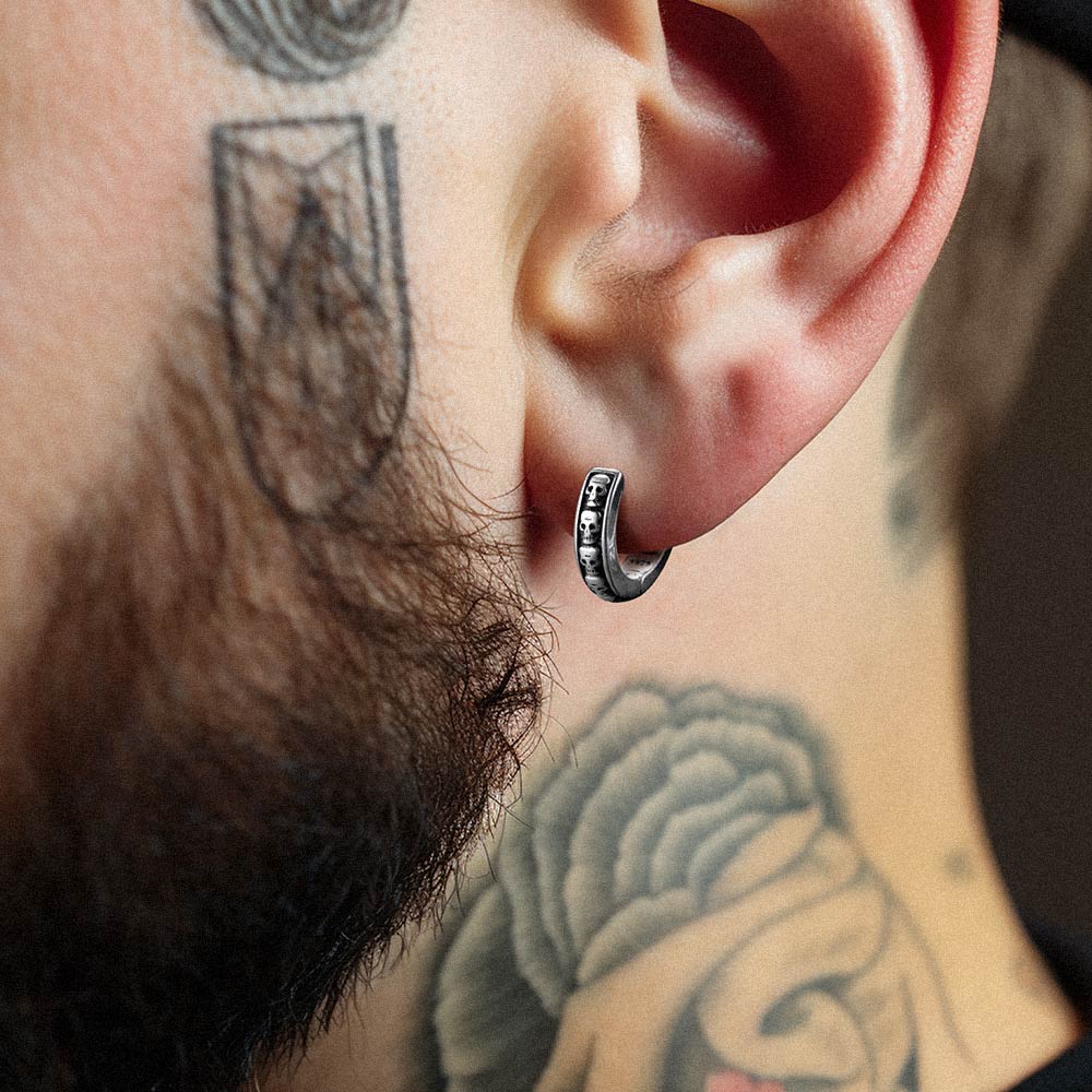 Gothic Skull Huggie Hoop Earrings for