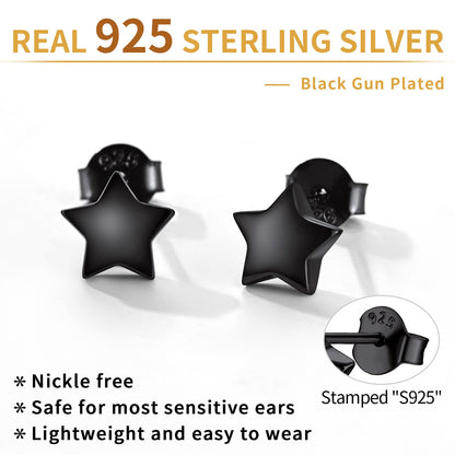 925 Sterling Silver Star Stud Earrings Gift for