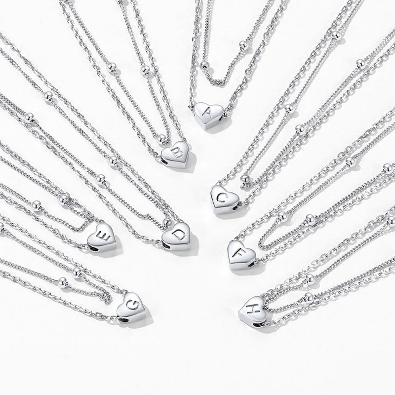 Sterling Silver A-z Initial Heart Layered Anklet for