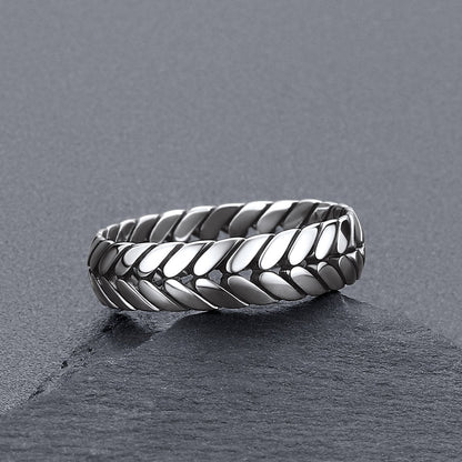 Sterling Silver Chunky Wheat Chain Band Rings 5mm Wide for