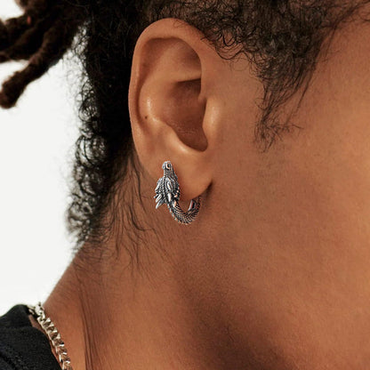 Punk Small Dragon Hoop Earrings for