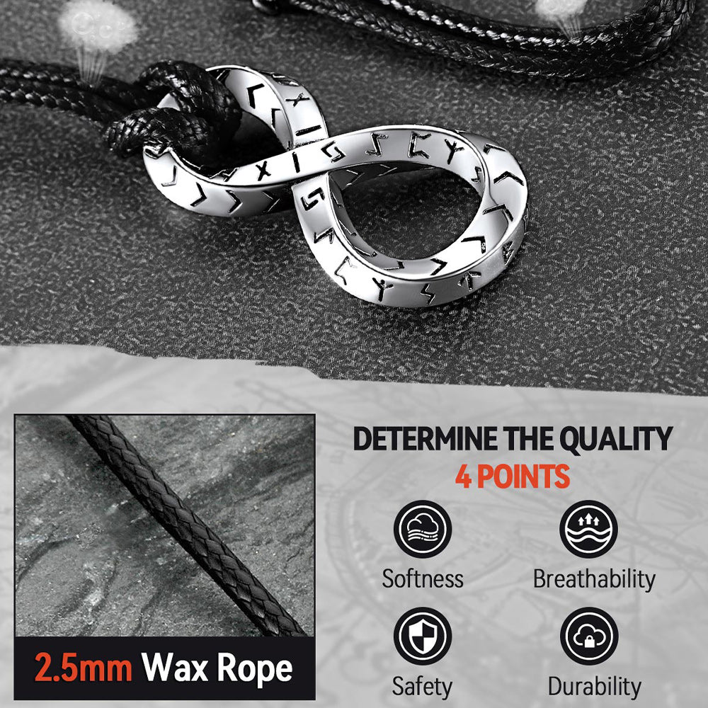 Viking Mobius Infinity Necklace Adjustable Leather Chain for